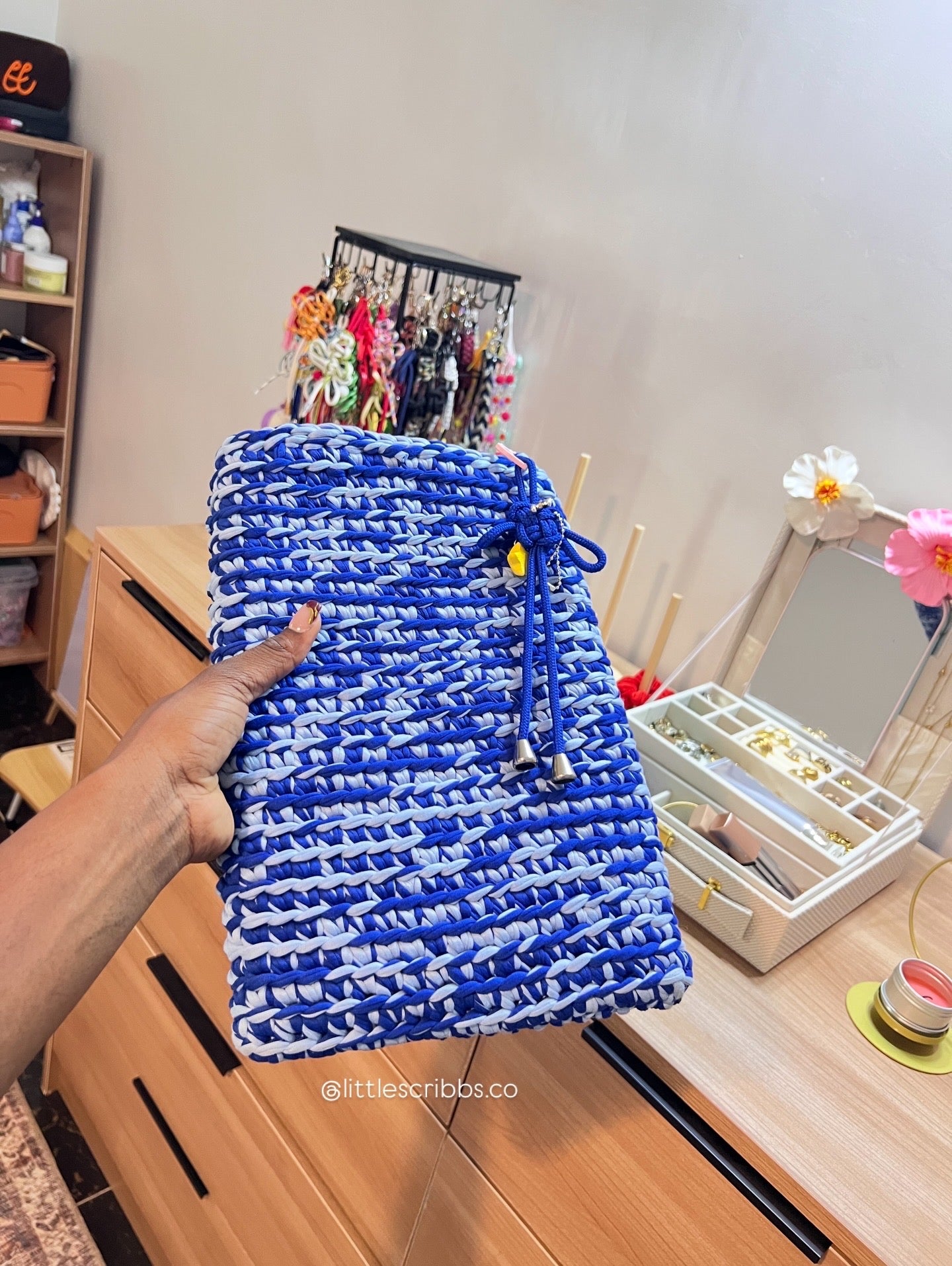 Handmade Laptop & iPad Sleeve ( Blue & Sky Blue )