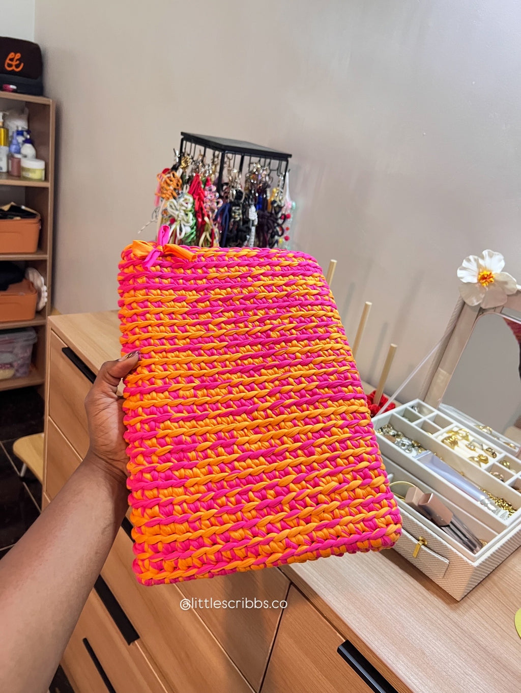 Handmade Laptop Sleeve ( Pink & Orange )