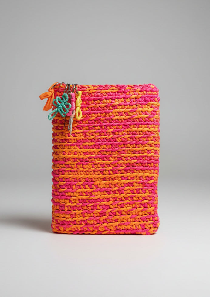 Pink and Orange crochet laptop sleeve